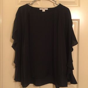 Black Blouse with Ruffle Sleeves